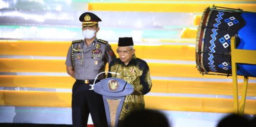 Wakil Presiden (Wapres) KH Maruf Amin saat membuka Musabaqah Tilawatil Qur'an (MTQ) Nasional XXIX Tahun 2022/Dok. Kemenag
