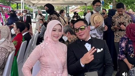 Gubernur Jabar Ridwan Kamil dan istri Atalia Ridwan Kamil saat menghadiri pernkahan Kaesang-Erina/Repro
